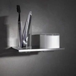 Keuco Edition 400 Double Holder With Tumbler & Lotion Dispenser - Chrome -Shower Essence 11553019000 d1