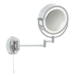 Searchlight IP44 Illuminated Chrome Bathroom Mirror With Adjustable Arm