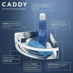 Tiger Caddy Large Corner Shower Basket - Chrome -Shower Essence 1400630346 d1