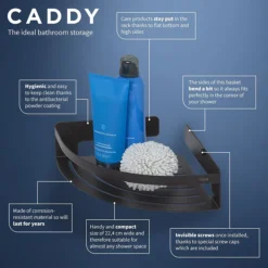 Tiger Caddy Large Corner Shower Basket - Black -Shower Essence 1400630746 d1