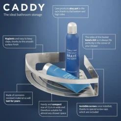 Tiger Caddy Large Corner Shower Basket - Brushed Stainless Steel -Shower Essence 1400630946 d1