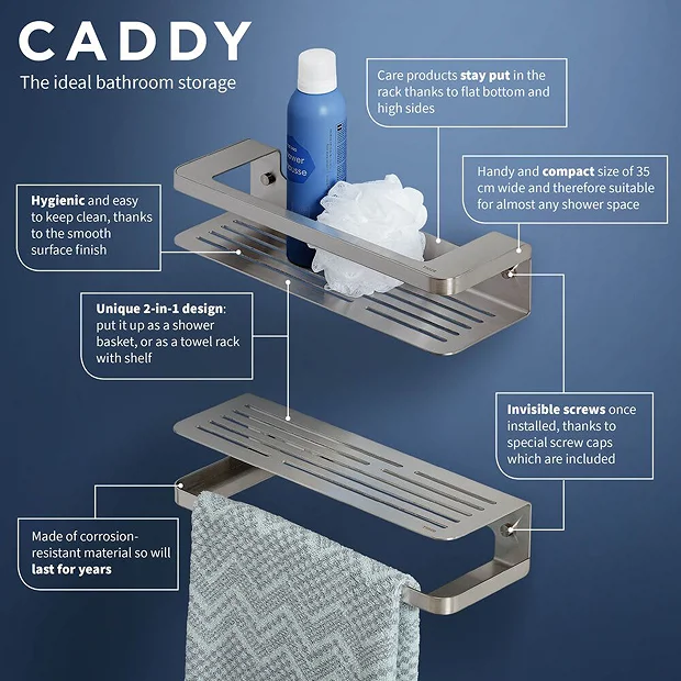 Tiger Caddy Shower Basket/Towel Rail - Brushed Stainless Steel 5 Tiger Caddy Shower Basket/Towel Rail - Brushed Stainless Steel - Image 3