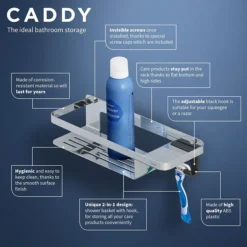 Tiger Caddy Shower Basket With Hook - Chrome 10 Tiger Caddy Shower Basket With Hook - Chrome -Shower Essence 1401030346 d1