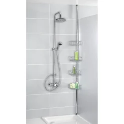 Wenko Domaso Stainless Steel Telescopic 4-Tier Corner Rack Storage -Shower Essence 21736100 d1