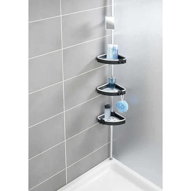 Wenko Wave Telescopic 3-Tier Corner Shelf Storage 5 Wenko Wave Telescopic 3-Tier Corner Shelf Storage - Image 3