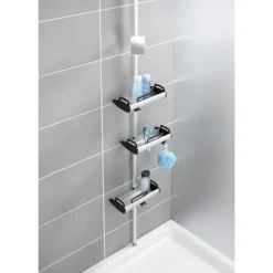 Wenko Line Telescopic 3-Tier Corner Shelf Storage -Shower Essence 22828100 d1n