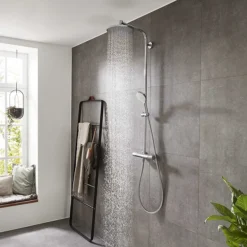 Hansgrohe Crometta S EcoSmart Showerpipe 240 Thermostatic Shower Mixer -Shower Essence 27267000 d4n