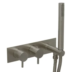 JTP Vos Brushed Black Twin Outlet Thermostatic Shower Valve With Handset