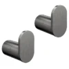 2 X Arezzo Gunmetal Grey Robe/Towel Hooks -Shower Essence 2xazgmrhk d1