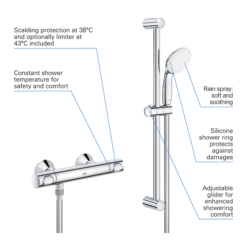 Featured Products 11 Grohe Precision Flow Thermostatic Shower Mixer 1/2" With Shower Set For Low Pressure