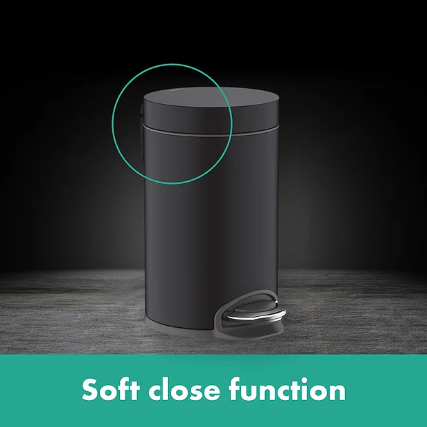 Hansgrohe AddStoris Matt Black 3 Litre Pedal Bin 5 Hansgrohe AddStoris Matt Black 3 Litre Pedal Bin - Image 3