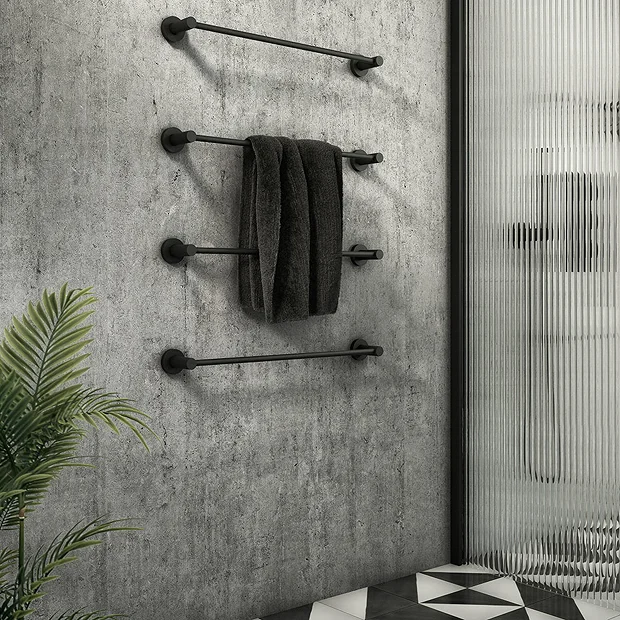 Arezzo 4-Bar Industrial Style Matt Black Round Towel Rail 5 Arezzo 4-Bar Industrial Style Matt Black Round Towel Rail - Image 3