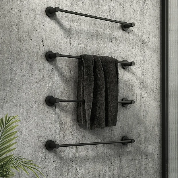 Arezzo 4-Bar Industrial Style Matt Black Round Towel Rail 4 Arezzo 4-Bar Industrial Style Matt Black Round Towel Rail - Image 2