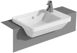 VitrA - S50 Square Compact Semi-Recessed Basin - 1 Tap Hole -Shower Essence 5340 l
