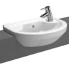 VitrA - S50 Round Compact Semi-Recessed Basin - Left Or Right Hand Tap Hole Option -Shower Essence 55970030028 l