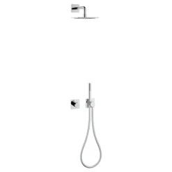Keuco Ixmo Square Thermostatic Shower System With Head + Handset - Chrome