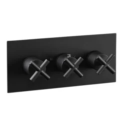 JTP Solex Matt Black Twin Outlet Thermostatic Concealed Shower Valve Horizontal