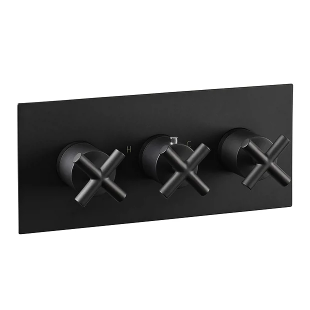 JTP Solex Matt Black Twin Outlet Thermostatic Concealed Shower Valve Horizontal 3 JTP Solex Matt Black Twin Outlet Thermostatic Concealed Shower Valve Horizontal