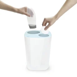 Joseph Joseph Split Bathroom Waste Separation Bin - White/Blue -Shower Essence 70505 d1