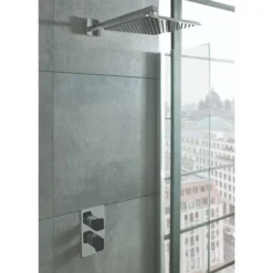 JTP Axel Twin Outlet Thermostatic Concealed Shower Valve With Matt Black Handles