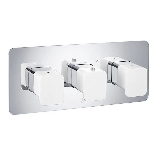 JTP Axel Triple Outlet Thermostatic Concealed Shower Valve Horizontal With Matt White Handles 3 JTP Axel Triple Outlet Thermostatic Concealed Shower Valve Horizontal With Matt White Handles