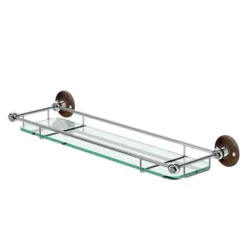 Burlington Glass Shelf With Guard Rail - Walnut