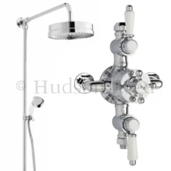 Hudson Reed Triple Exposed Thermostatic Shower Valve W/ Luxury Rigid Riser Kit -Shower Essence a3089ea3606nwd1