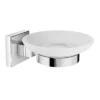 Milan Glass Soap Dish With Chrome Holder -Shower Essence ab3012 lrg