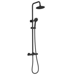Arezzo Modern Round Thermostatic Shower - Matt Black -Shower Essence arz003 detail1