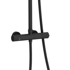 Arezzo Modern Round Thermostatic Shower - Matt Black