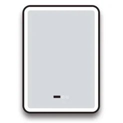 Arezzo Matt Black 500 X 700mm Rectangular LED Illuminated Anti-Fog Bathroom Mirror With Time Display -Shower Essence arzim01mb d3