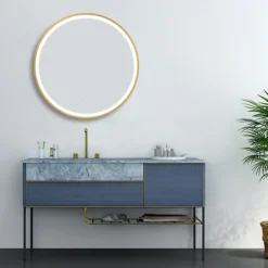 Arezzo Brushed Brass 700mm Round LED Illuminated Anti-Fog Bathroom Mirror 11 Arezzo Brushed Brass 700mm Round LED Illuminated Anti-Fog Bathroom Mirror -Shower Essence arzim09bb d3