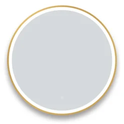 Arezzo Brushed Brass 800mm Round LED Illuminated Anti-Fog Bathroom Mirror -Shower Essence arzim10bb d1