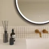 Arezzo Matt Black 800mm Round LED Illuminated Anti-Fog Bathroom Mirror -Shower Essence arzim10mb d3