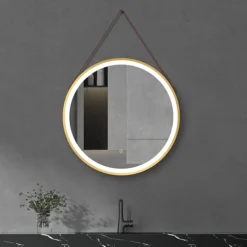 Arezzo Brushed Brass Hanging 600mm Round LED Illuminated Anti-Fog Bathroom Mirror 9 Arezzo Brushed Brass Hanging 600mm Round LED Illuminated Anti-Fog Bathroom Mirror -Shower Essence arzim11bb d2