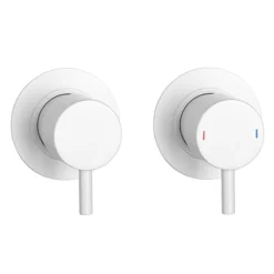 Arezzo Matt White Concealed Individual Stop Tap + Thermostatic Control Valve With Wall Mounted Shower Head -Shower Essence arzwisvpk3d3