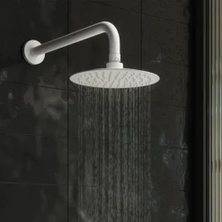 Arezzo Matt White Concealed Individual Stop Tap + Thermostatic Control Valve With Wall Mounted Shower Head -Shower Essence arzwisvpk3d4