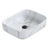 Arezzo 500 X 390mm Curved Rectangular Counter Top Basin - Gloss White Marble Effect -Shower Essence az1020 d1