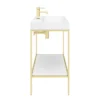 Arezzo 1000 Brushed Brass Framed Washstand With Gloss White Open Shelf And Basin -Shower Essence az10bbfpm d4