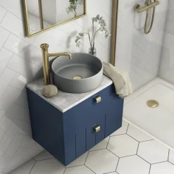 Arezzo 352mm Matt Grey Round Counter Top Basin -Shower Essence az110amh d3