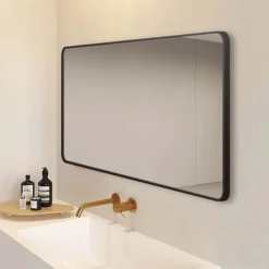 Arezzo Matt Black Framed Bathroom Mirror - 1400 X 700mm -Shower Essence az147cvmb d2