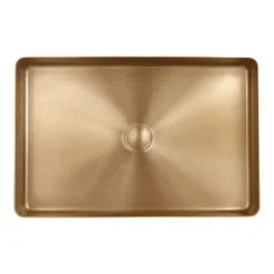 Arezzo Brushed Brass 340 X 520mm Rectangular Stainless Steel Counter Top Basin + Waste -Shower Essence az3452bb d3