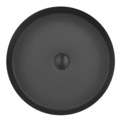 Arezzo Matt Black 360mm Round Stainless Steel Counter Top Basin + Waste -Shower Essence az360mb dt2