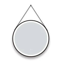 Arezzo Matt Black 600mm Round LED Illuminated Anti-Fog Bathroom Mirror -Shower Essence az47mb d1n