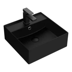 Arezzo 405mm Matt Black Square Wall Mounted / Counter Top Basin -Shower Essence az4bmb n d1
