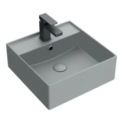 Arezzo 405mm Matt Grey Square Wall Mounted / Counter Top Basin -Shower Essence az4bmh n d1