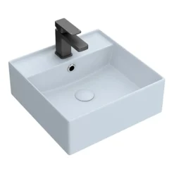 Arezzo 405mm Matt Blue Square Wall Mounted / Counter Top Basin -Shower Essence az4bml d3
