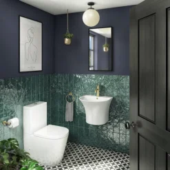 Arezzo Curved Ceramic One Piece Wall Hung Basin 1TH - 540mm Wide -Shower Essence az500md2