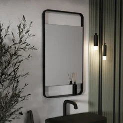 Arezzo Matt Black 550 X 1000mm Mirror With Shelf -Shower Essence az55100mb d1