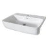 Arezzo 565mm Curved Semi-Recessed Basin - Gloss White -Shower Essence az5crsrgw n d1